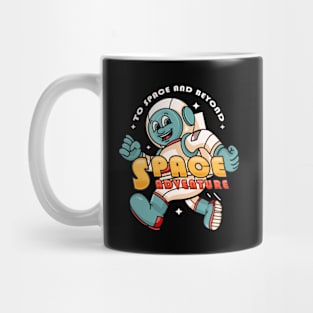 Space Adventure, astronaut mascot cartoon characters explore space Mug